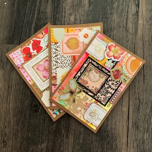 3 Collage Art Cards - Birthday, Anniversary, Wedding, Blank Greeting Card