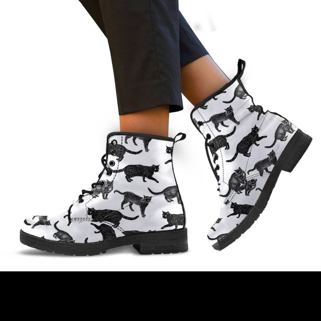 Black Cat Women Boots Black Cat Lovers Black Cat Boots for Etsy