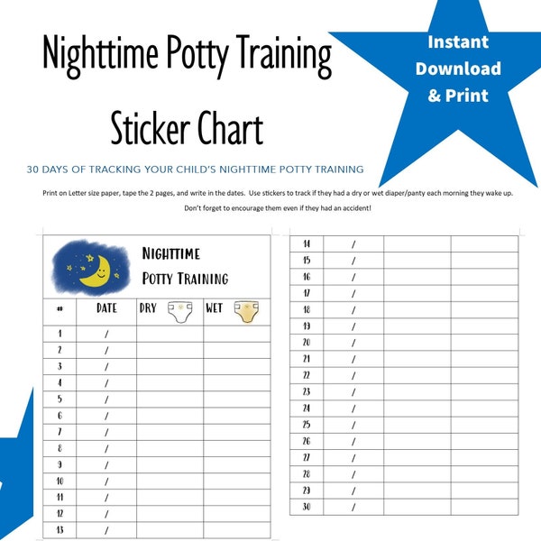 Nighttime Potty Training Chart