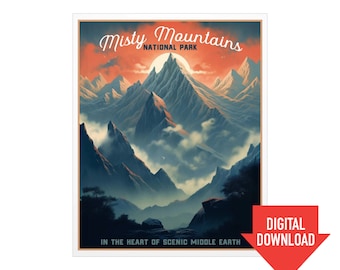 Misty Mountains Artwork Wall Art Decor Poster Digital Download