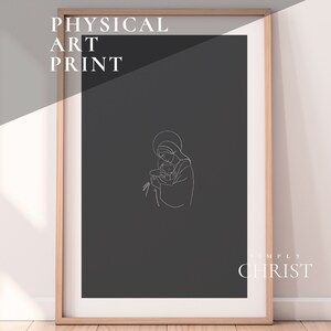 Mary and Jesus Outline Nativity Minimalist Wall Art Print | Christian Christmas Nativity Art Print | Nativity Scene Wall Art Print Set
