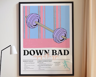 Aesthetic Retro Gym Poster, Workout Routine Digital Wall Art, Subtle Down Bad Room Decor, Home Workout Poster