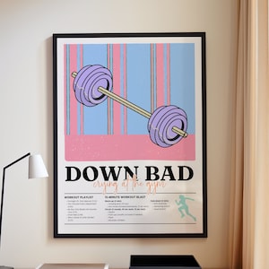 Poster estetico retrò per palestra, arte murale digitale di routine di allenamento, arredamento sottile e cattivo per la stanza, poster per allenamento a casa