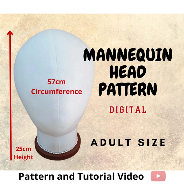 Modèle de tête de mannequin numérique - Entièrement épingable - Modèle et tutoriel vidéo - Téléchargement pdf - Facile à réaliser - DIY