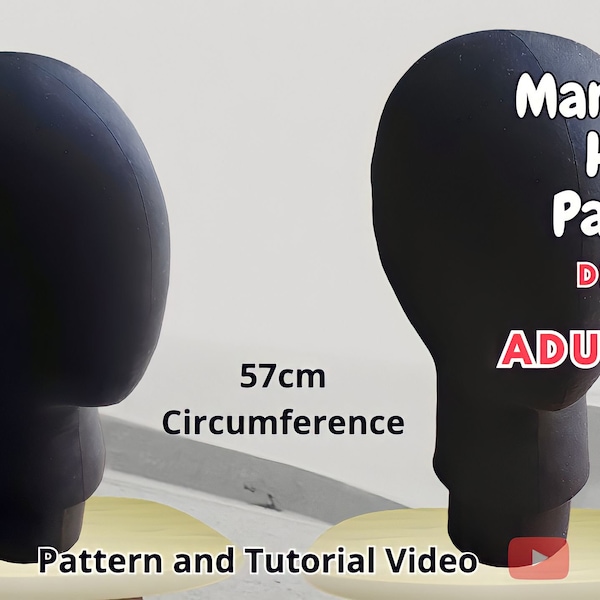 Modèle de tête de mannequin numérique - Entièrement épingable - Tutoriel vidéo sur YT - Téléchargement pdf - Facile à réaliser - DIY