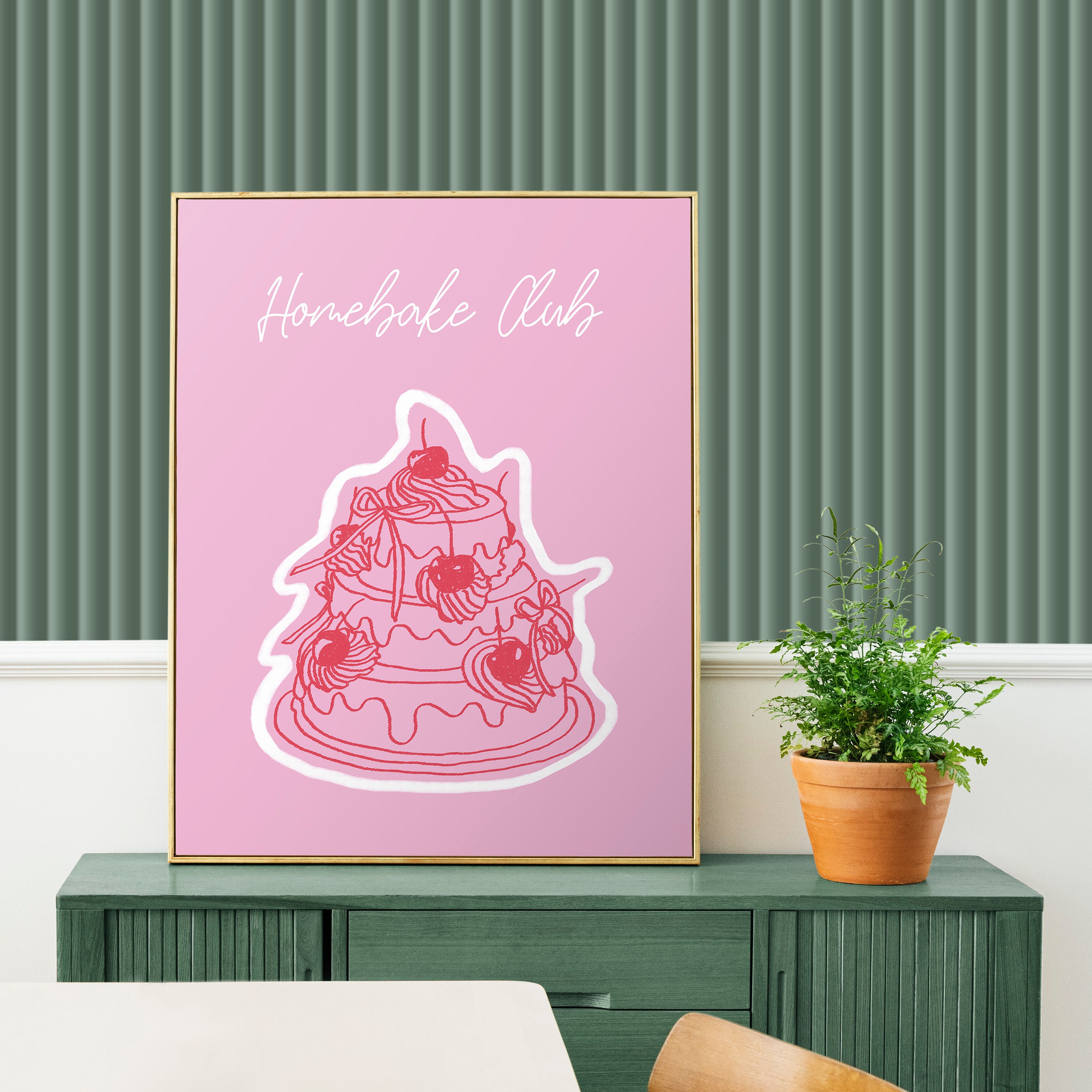 Homebake Club Wall Art, Cherry Cake Art Print, Vintage Cake Poster ...