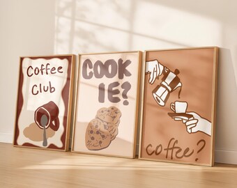 Coffee Art Print Set, Kitchen Cafe Decor (Digital Download)