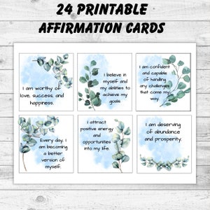 24 Digital Printable Affirmation Cards