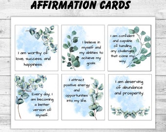 24 Digital Printable Affirmation Cards