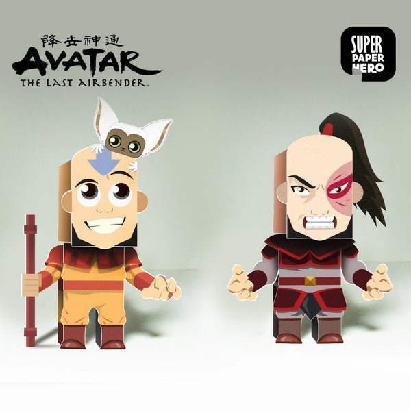 DIY 2X1 Aang and Zuko - PDF Template, Papercraft figures - Avatar