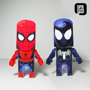 DIY 2X1 Spider-Man Comics version and symbiote VENOM - PDF Template, Papercraft figures