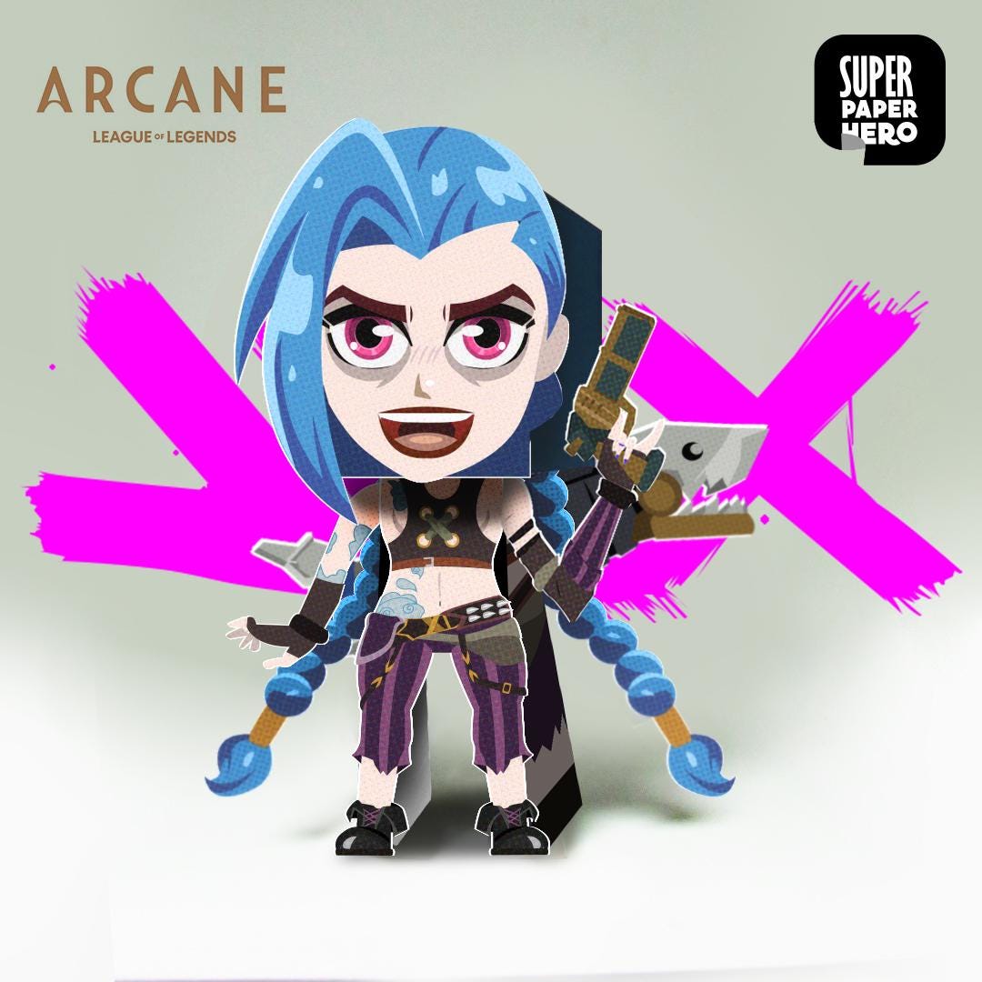DIY 2X1 Jinx and Vi - Arcane League of Legends - Plantilla