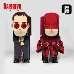 DIY 2x1 Daredevil and Matt Murdock template, comic character, Handmade doll, Papercraft figures, daredevil Born Again, Disney + serie