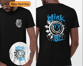 Blink 182 Crew neck T-shirt, Adult Tshirt, Graphic Tee, Band street shirt, Urban Streetwear, Personal or Gift, Black and White Tops