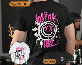 Blink 182 Crew neck T-shirt, Adult Tshirt, Graphic Tee, Band street shirt, Urban Streetwear, Personal or Gift, Black and White Tops