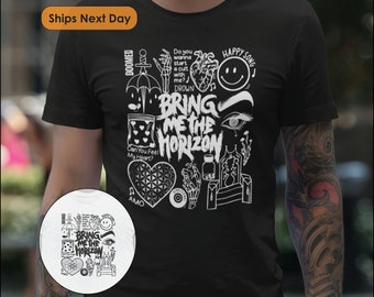 Bring Me The Horizon Crew neck T-shirt, Adult Tshirt, Band Graphic Tee, Band shirt, BMTH Album Tee, Personal or Gift, Black and White Tops