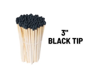 3" Long matches Black | Refill Wooden Matches | Black Tip Matches | Wedding favors | Bulk matches | Loose matches | Matches Kit