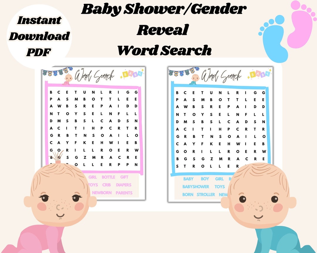 Gender Reveal Word Search Puzzle Gender Reveal Games Baby - Etsy