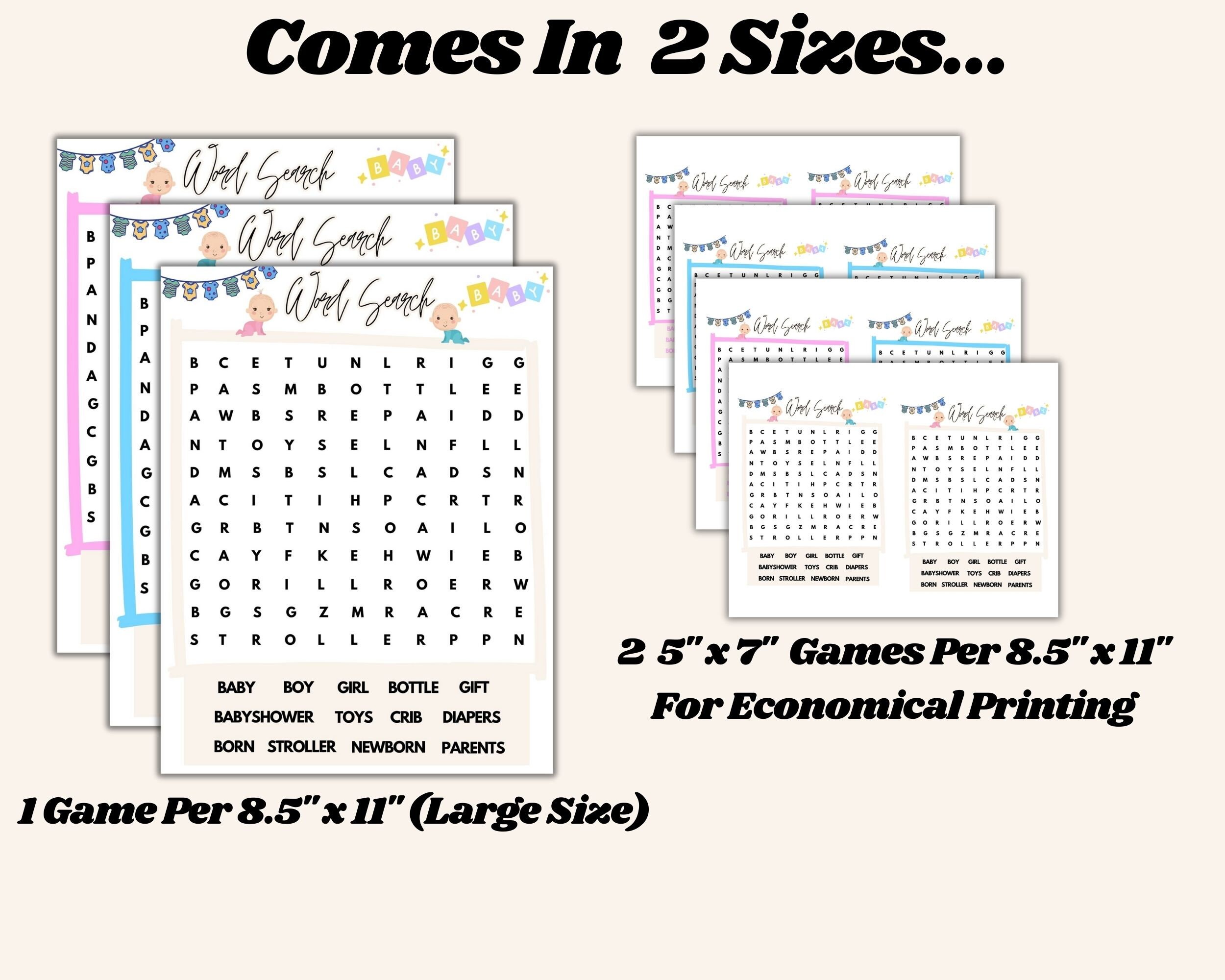 Gender Reveal Word Search Puzzle Gender Reveal Games Baby - Etsy