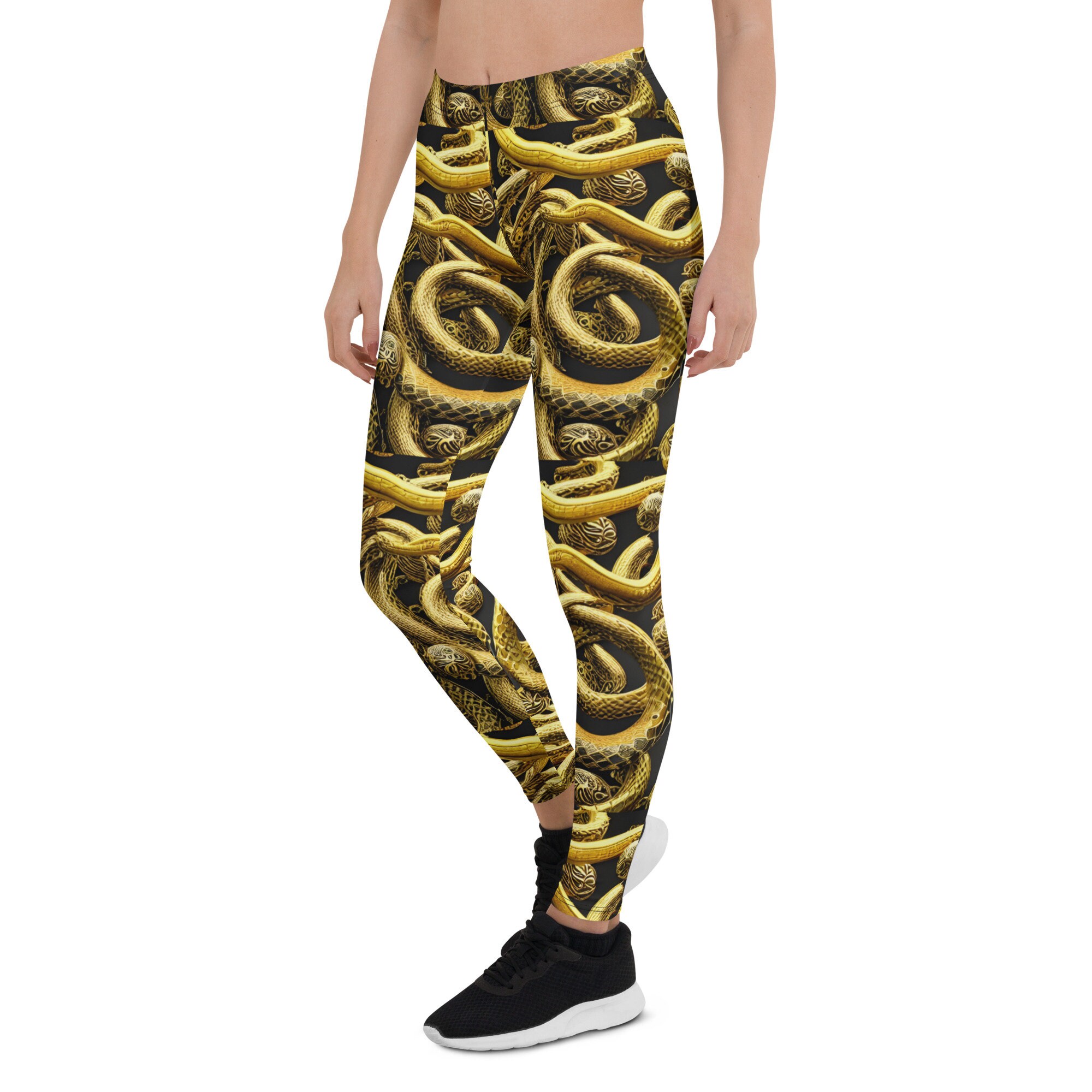 Black and Gold Baroque Yoga Pants Snake Patterned All Over - Etsy Canada