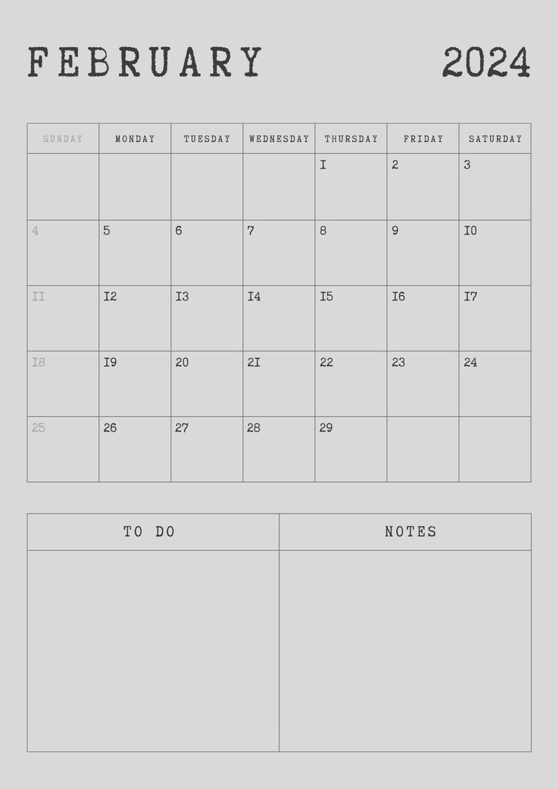 GREY Calendar 2024 Year Planner Etsy
