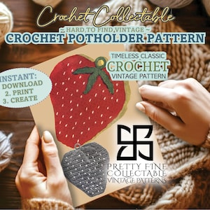 Facile strofinaccio all&#39;uncinetto, asciugamano, grazioso sottopentola a forma di fragola, sottopentola, modello stampabile all&#39;uncinetto, digitale, scaricabile