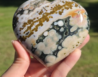 Marovato Ocean Jasper Heart: Vein 6, Druzy Pockets