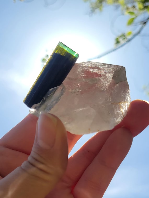 Green Cap Tourmaline on Quartz Specimen from Stak Nala, Skardu, Pakistan / Tourmaline on Quartz / Green Cap Tourmaline Specimen