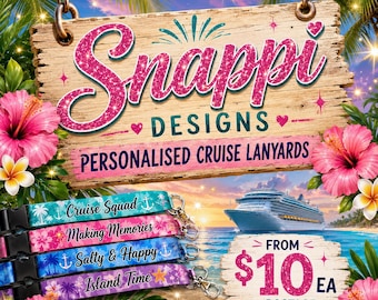Personalised Lanyards - Cruise, Teacher, Birthday, Events - Cruise Accessories