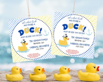 Duck Tags - Editable - Cruise - Birthday - Party - DIY Printable Duck Tag (Digital Download)