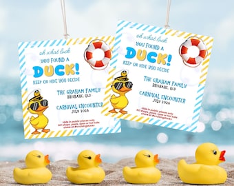Duck Tags - Editable - Cruise - Birthday - Party - DIY Printable Duck Tag (Digital Download)