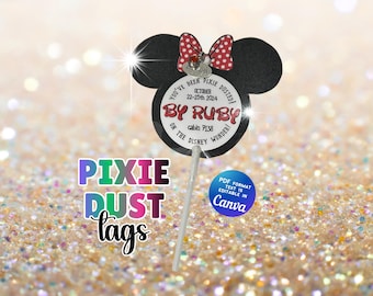 Pixie Dust presentetiketter - REDIGERINGSBAR i canvas - kryssning - park - fester