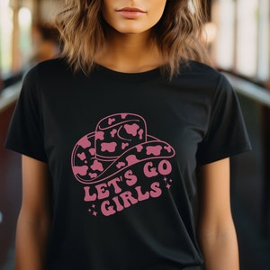 Let&#39;s Go Girls Adult Unisex Softstyle Shirt | Girls Trip Tee | Nashville T-Shirt | Cowgirl hat Shirt