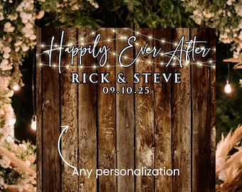 Faux Wood Personalized Name Wedding Backdrop| Engagement Party Backdrop| Shower Backdrop| Bride| Bridal Backdrop| Wedding Decor| Groom