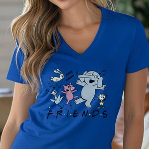 Friends Elephant and Piggie Short Sleeve V-Neck Tee|  Elephant and Piggie Tee|  Teacher Shirt|  Teacher Tee