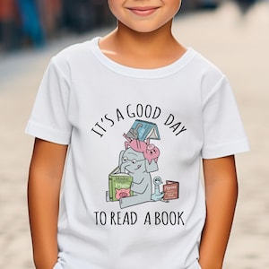 It&#39;s A Good Day to Read a Book Youth Short Sleeve Tee| Piggie Shirt| Elephant Shirt| Kids Book Tee