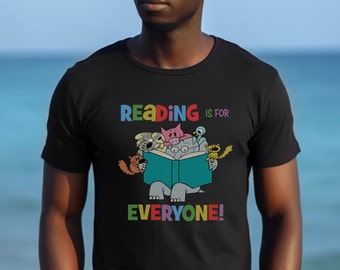 Reading is for Everyone Softstyle Shirt | Elephant and Piggie Shirt| Book Lover Shirt | Teacher Shirt | Librarian Shirt | Mo Willems|