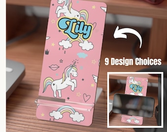 Soporte de exhibición para teléfono móvil con nombre personalizado/Unicornio/Accesorios para teléfono/Accesorios tecnológicos/Relleno de medias/Koala/Mariposa/Llama/