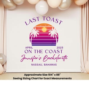 Personalisierte letzte Toast auf der Küste Sonnenuntergang Kulisse | Junggesellinnenabschied Kulisse | Junggesellinnenabschied | Braut| Hochzeit| Schritt und Rapport