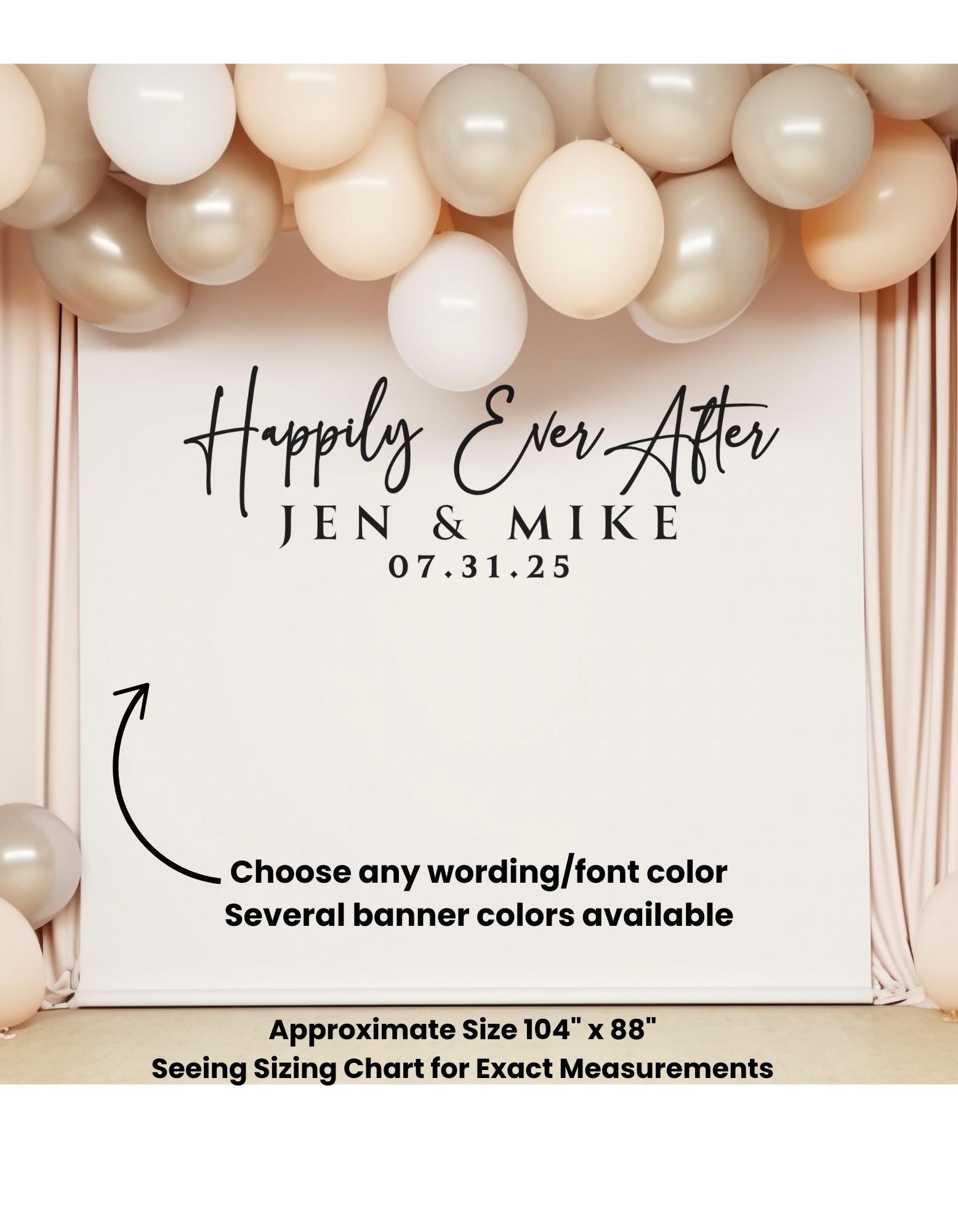 Personalized Happily Ever After Wedding Backdrop| Engagement Party Backdrop| Shower Backdrop| Bride| Bridal Backdrop| Wedding Decor|