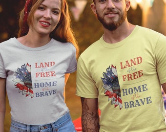 American Flag Sunflower T-Shirt: Patriotic 4th of July Tee