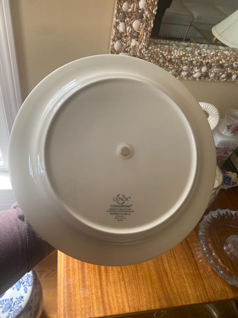 Lenox Chinastone Poppies on Blue Two Tier Serving Dish with Handle image 5