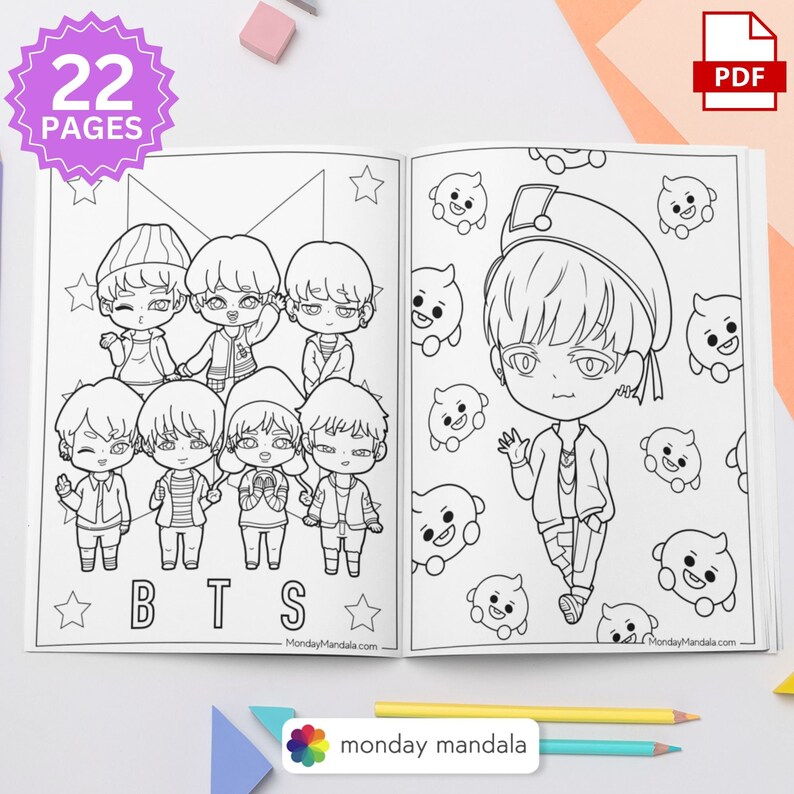BTS Coloring Book K-pop Coloring Sheet Idol Coloring Bundle Kid ...