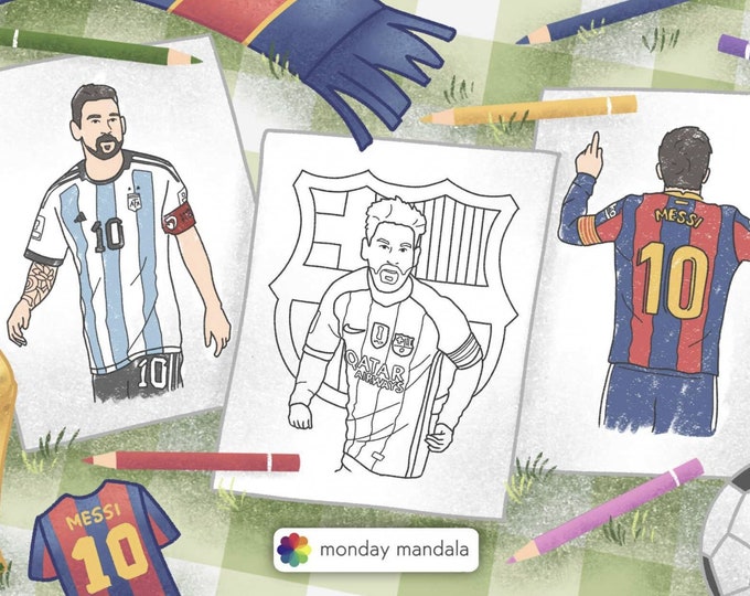 Lionel Messi Coloring Book: Messi Inspired Soccer futbol Coloring Book for Adults and Kids - Etsy
