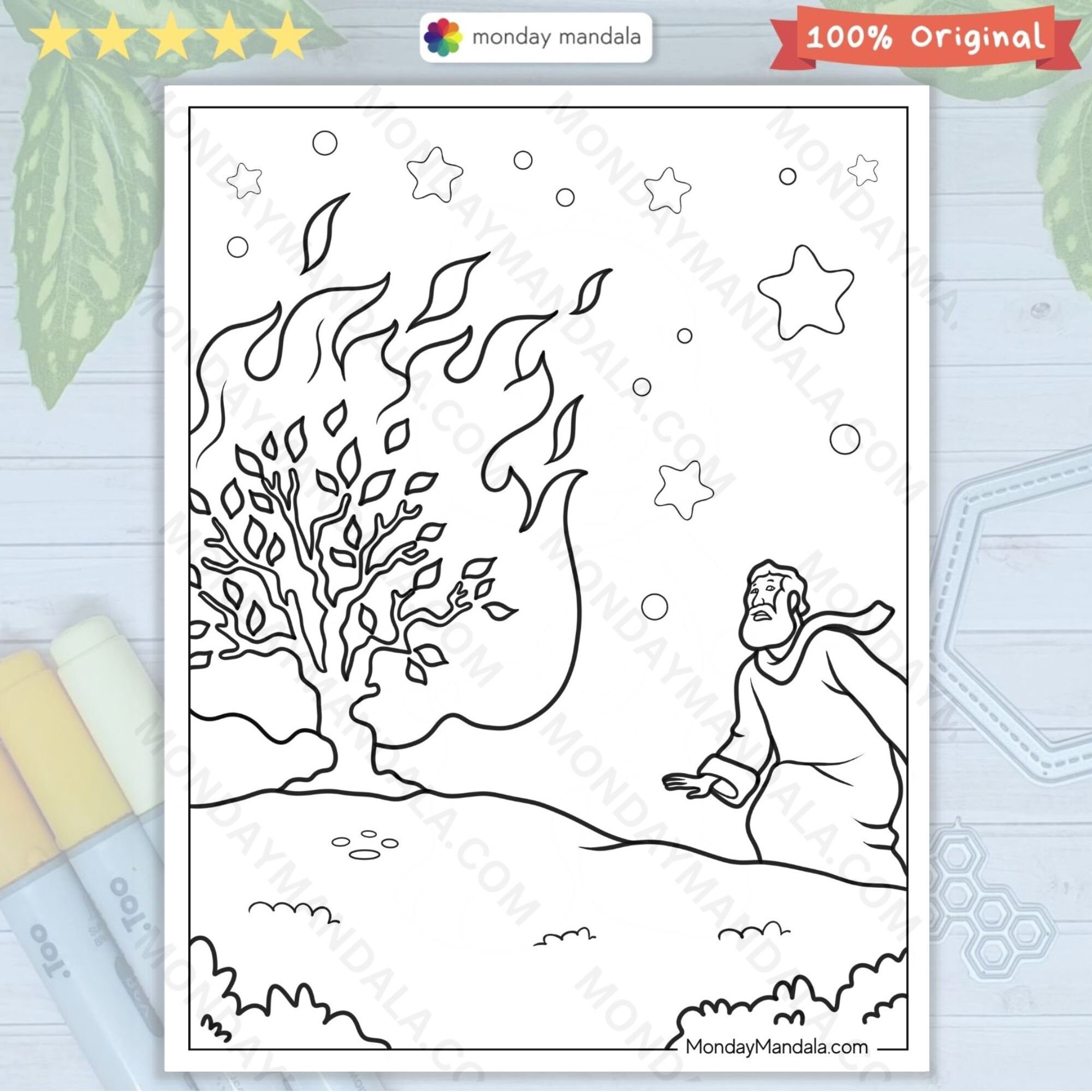 Moses Coloring Book Instant Download Coloring Page Kids Printable PDF ...