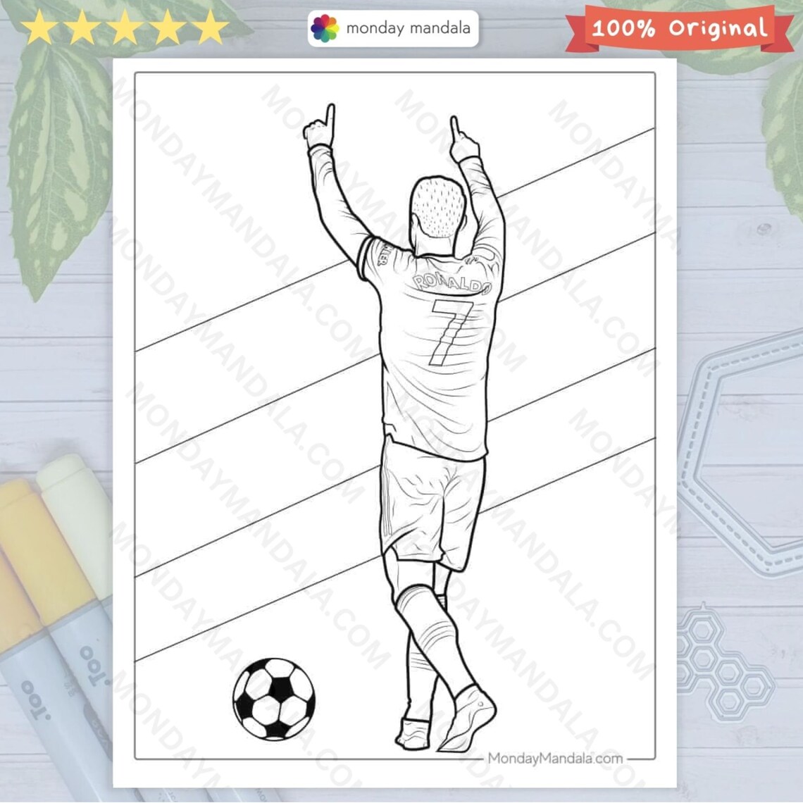 Cristiano Ronaldo Coloring Book: 20 Soccer Exciting Ronaldo-themed Coloring Pages Printable ...
