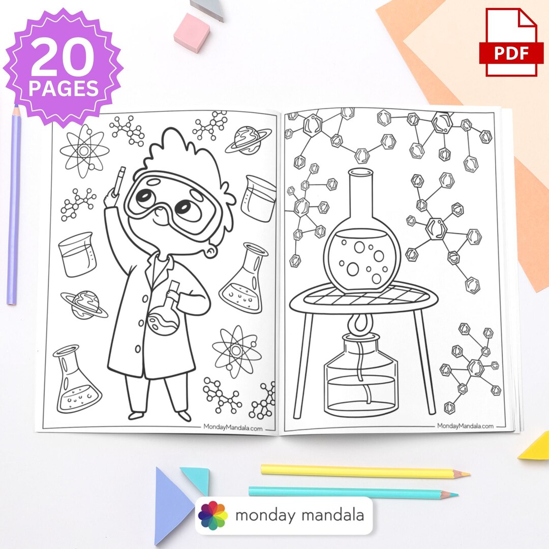 Science Coloring Book Kids Laboratory Coloring Sheets Printable PDF ...