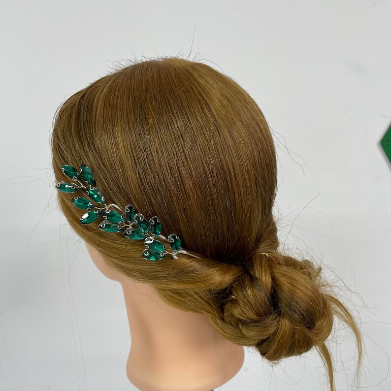 Marquis Green Hair Pins for Bridal/bridesmaidemeral Wedding Hair Piece