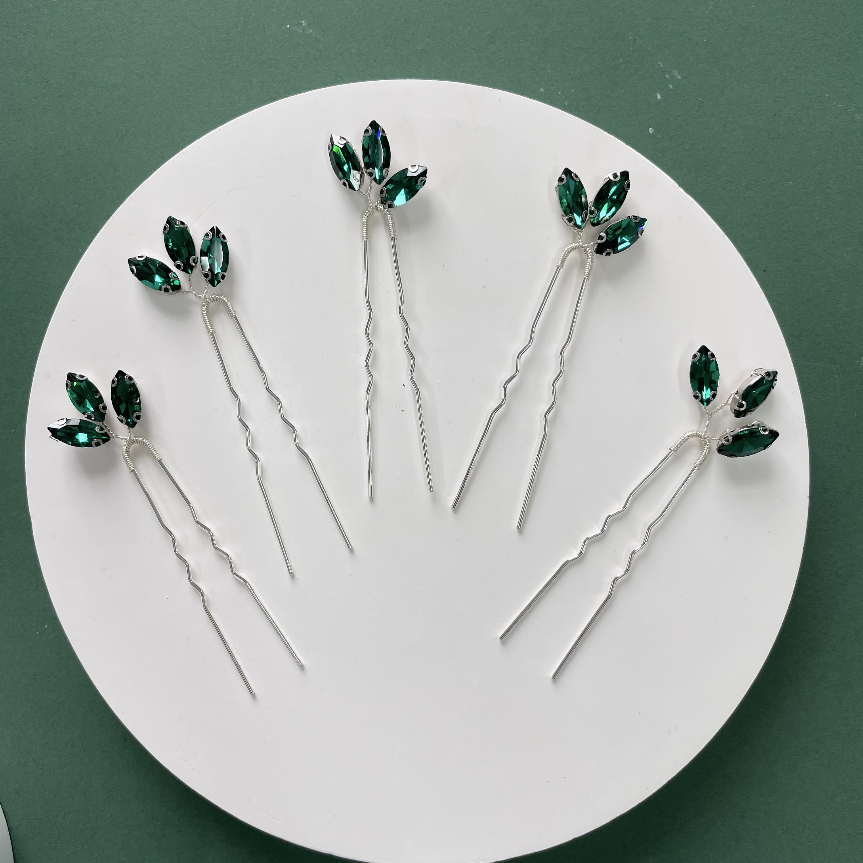 Marquis Green Hair Pins for Bridal/bridesmaidemeral Wedding Etsy