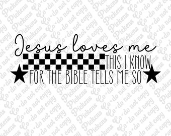 Jesus Loves Me png with checkerboard bundle